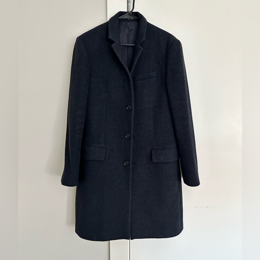 Club Monaco Men's Textured Wool Blend Coat Navy